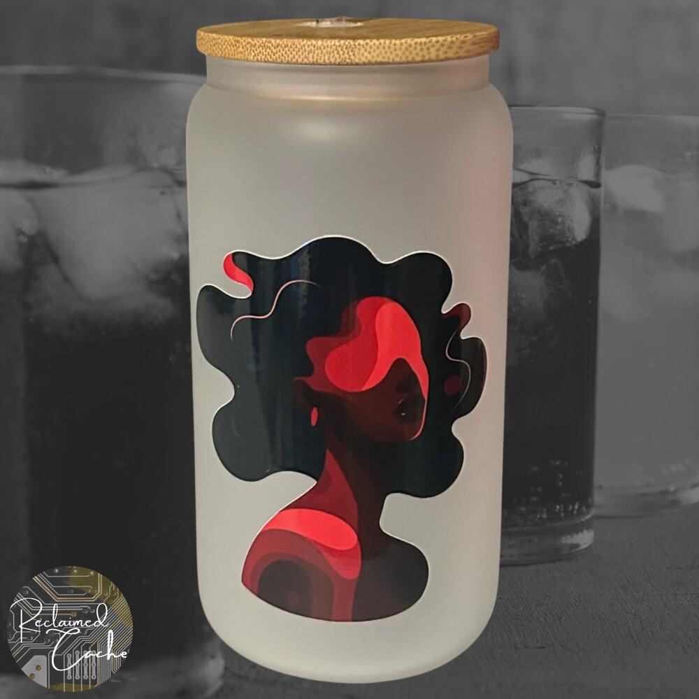 Vibrant Black Woman Frosted Glass #06